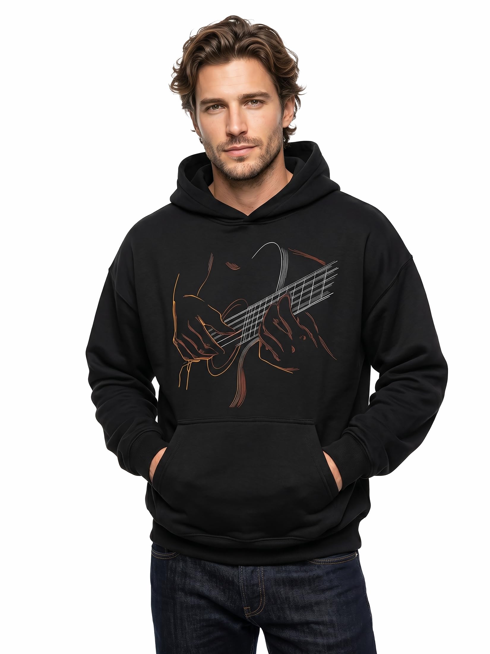 MAKAYA Chitarra Rock felpa con cappuccio uomo taglia M cotone