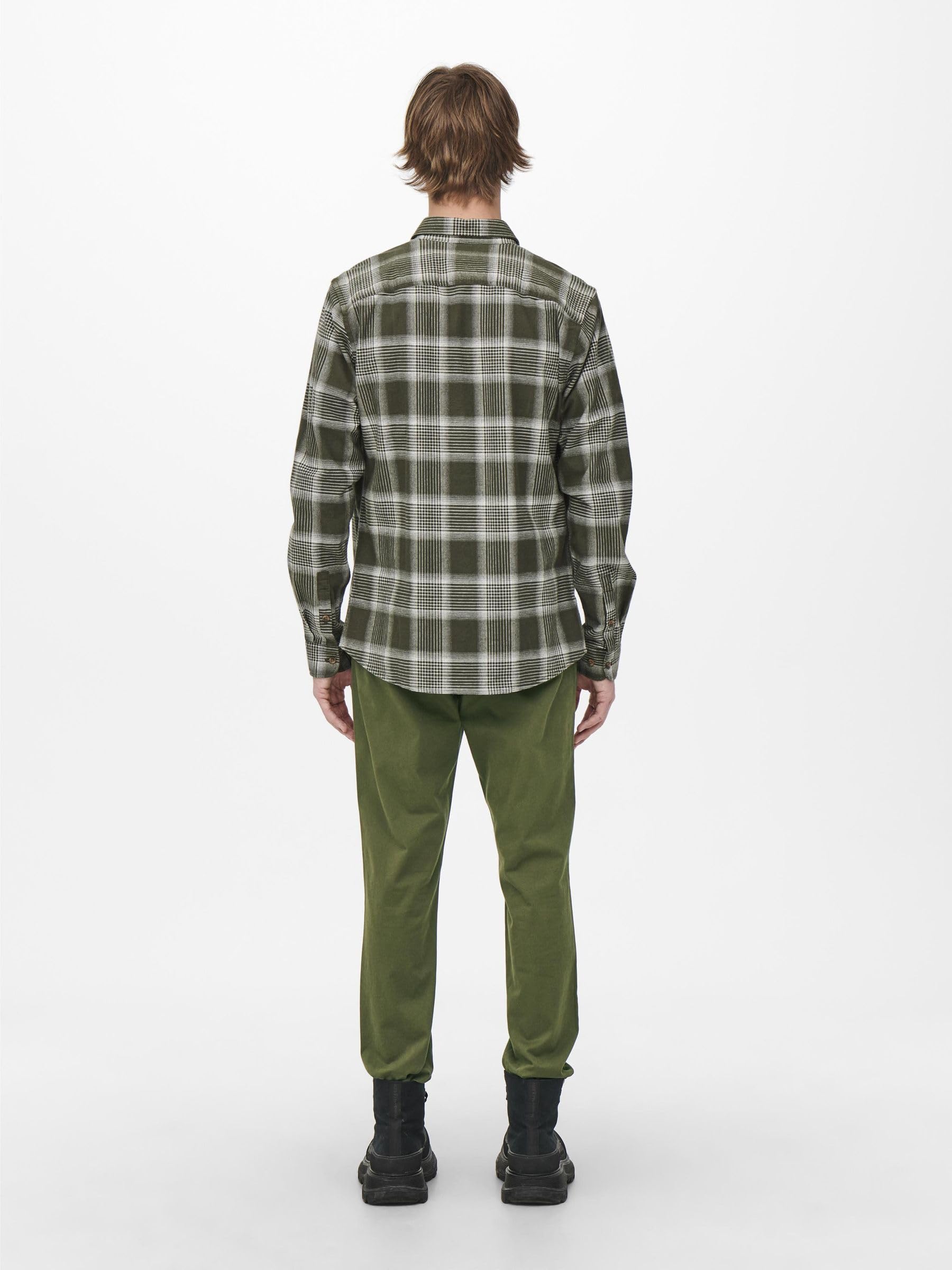 ONLY & SONS Pantaloni Chino Uomo Olive Night 33W x 32L elasticizzati