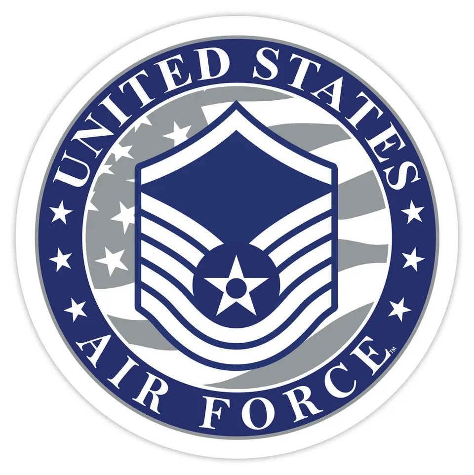 7.62 Design Air Force E-7 Decal Auto 3.5" Grado Master Sergeant