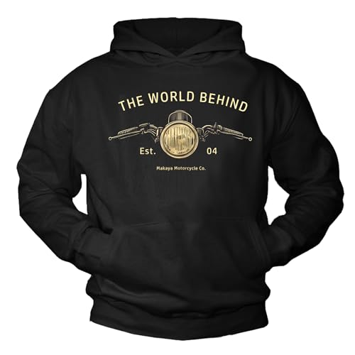 MAKAYA Felpa con Cappuccio Uomo Biker Cafe Racer hoodie M