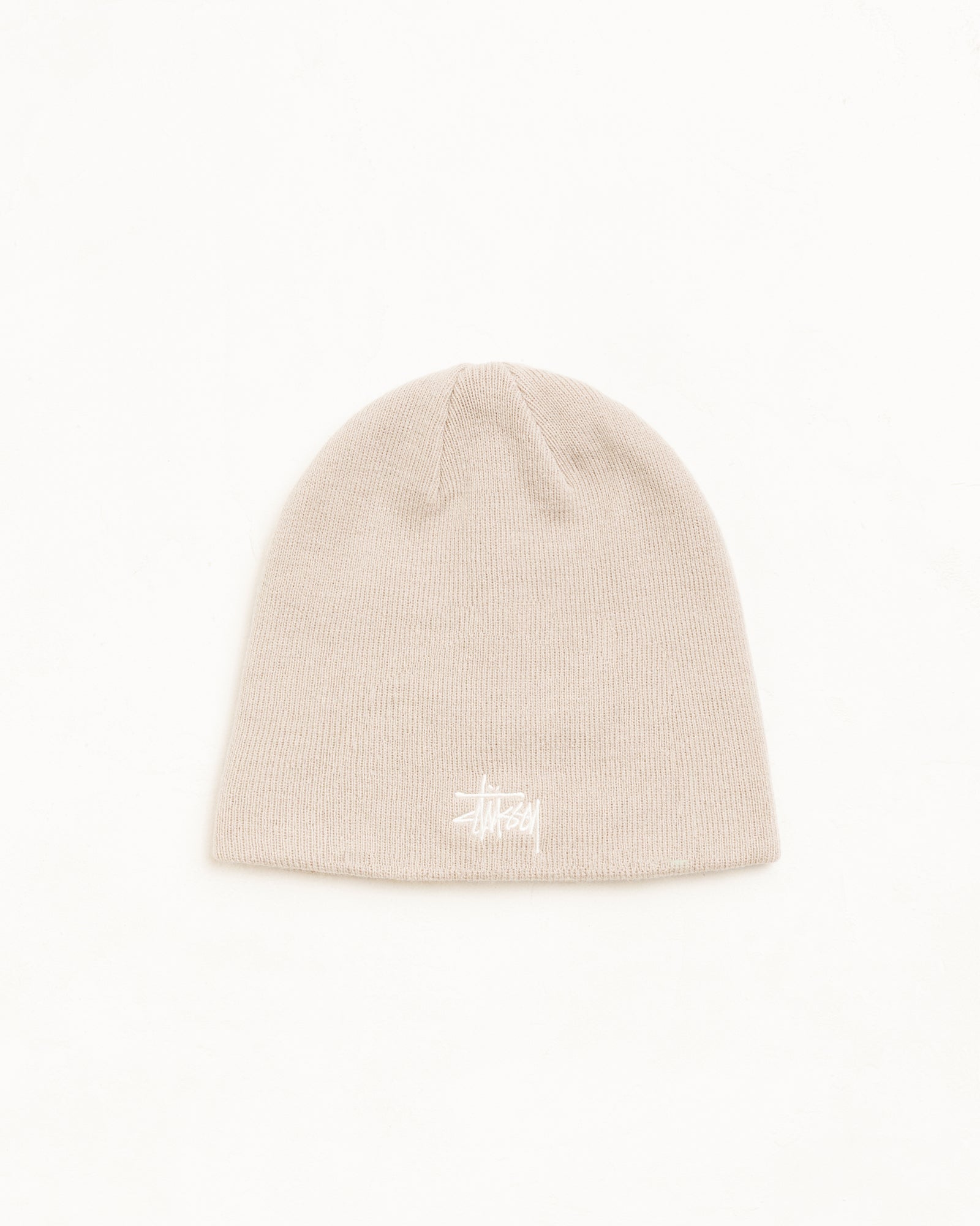 Stussy Basic Skullcap berretto beige maglia fine