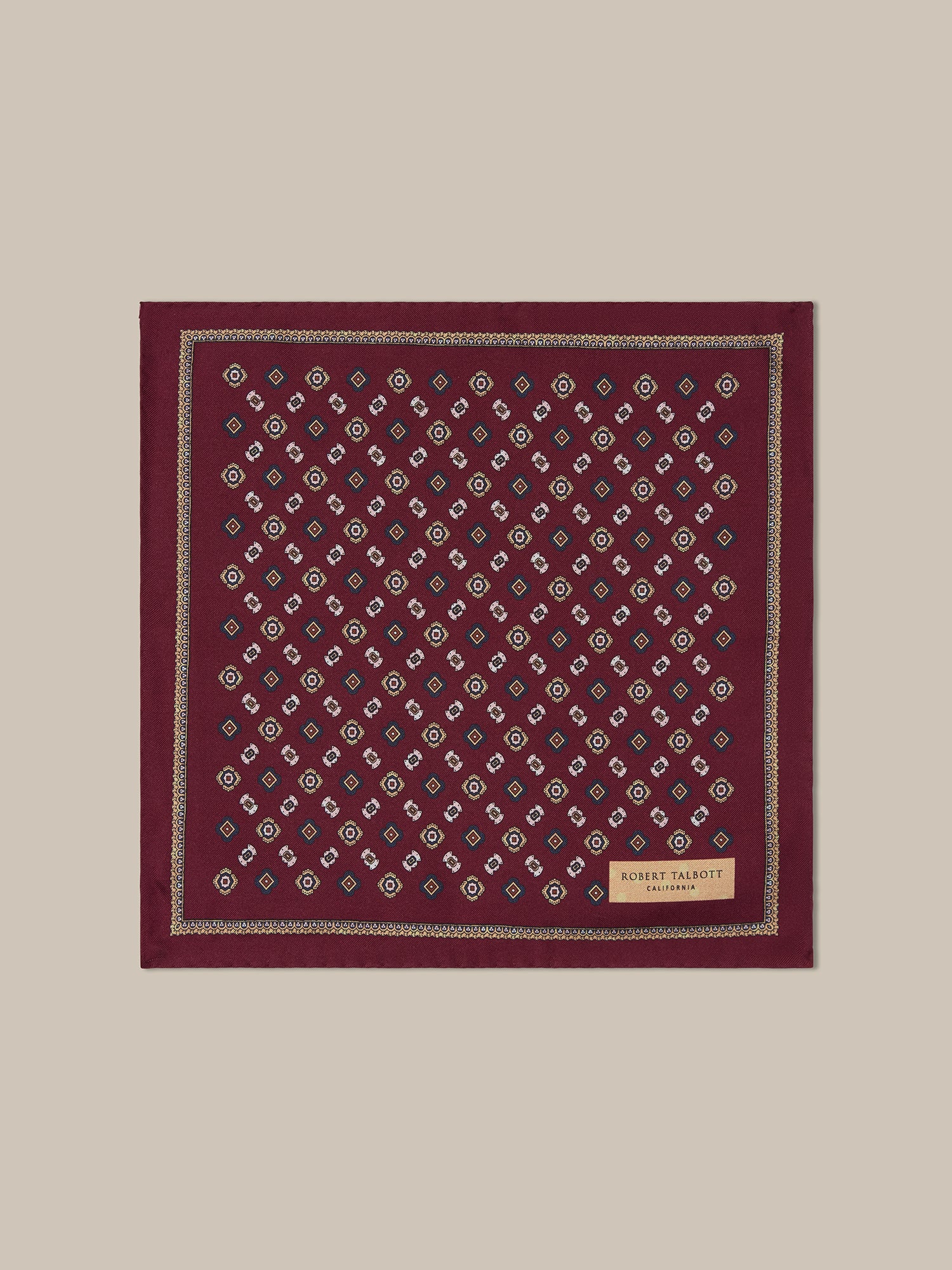 Robert Talbott Collins fazzoletto bordeaux medaglione seta