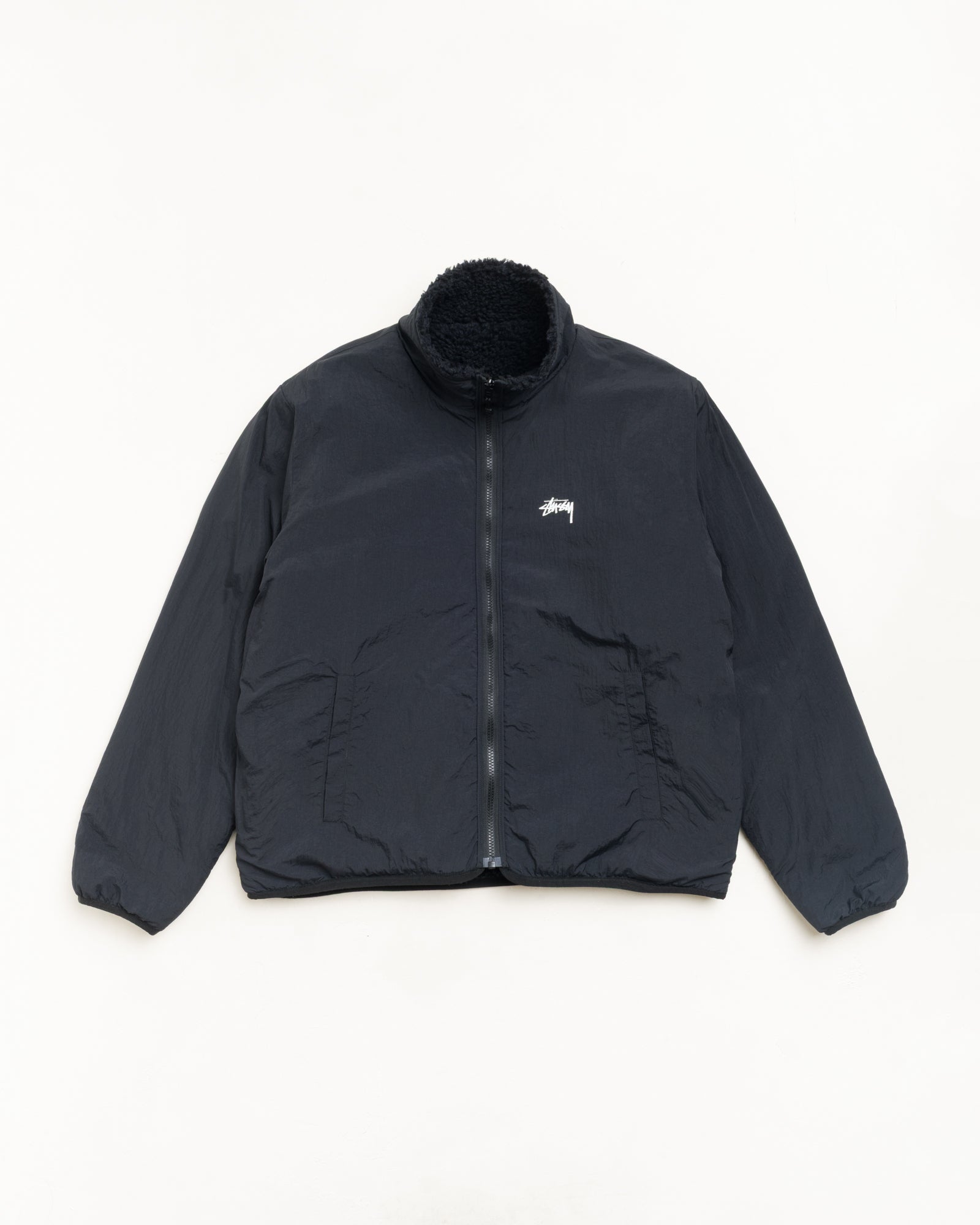 Stussy Sherpa Reversible Jacket giacca nera reversibile