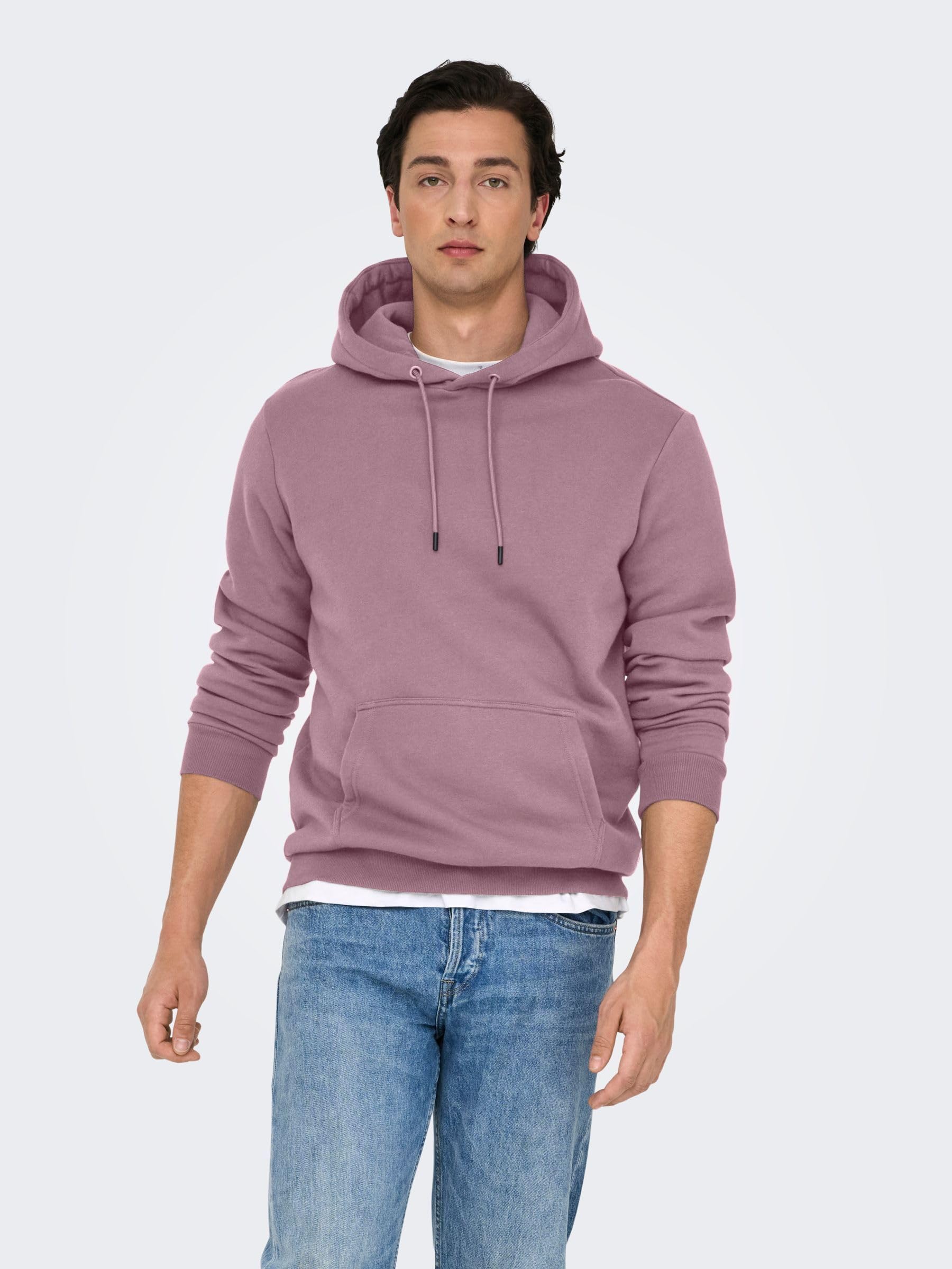 ONLY & SONS Onsceres Felpa con Cappuccio Uomo Twilight Mauve S