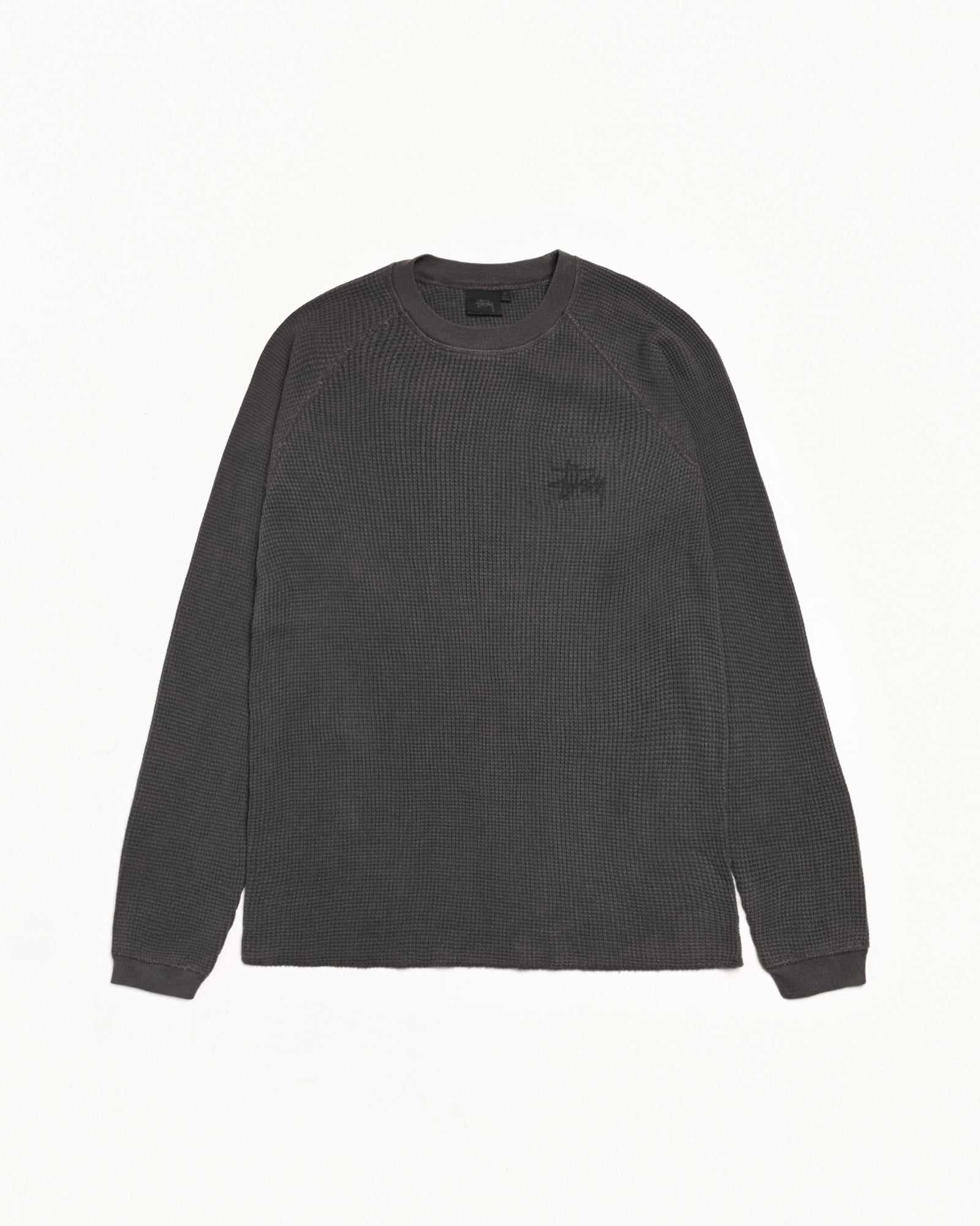 Stussy Basic Stussy Thermal maglia nera waffle 100% cotone