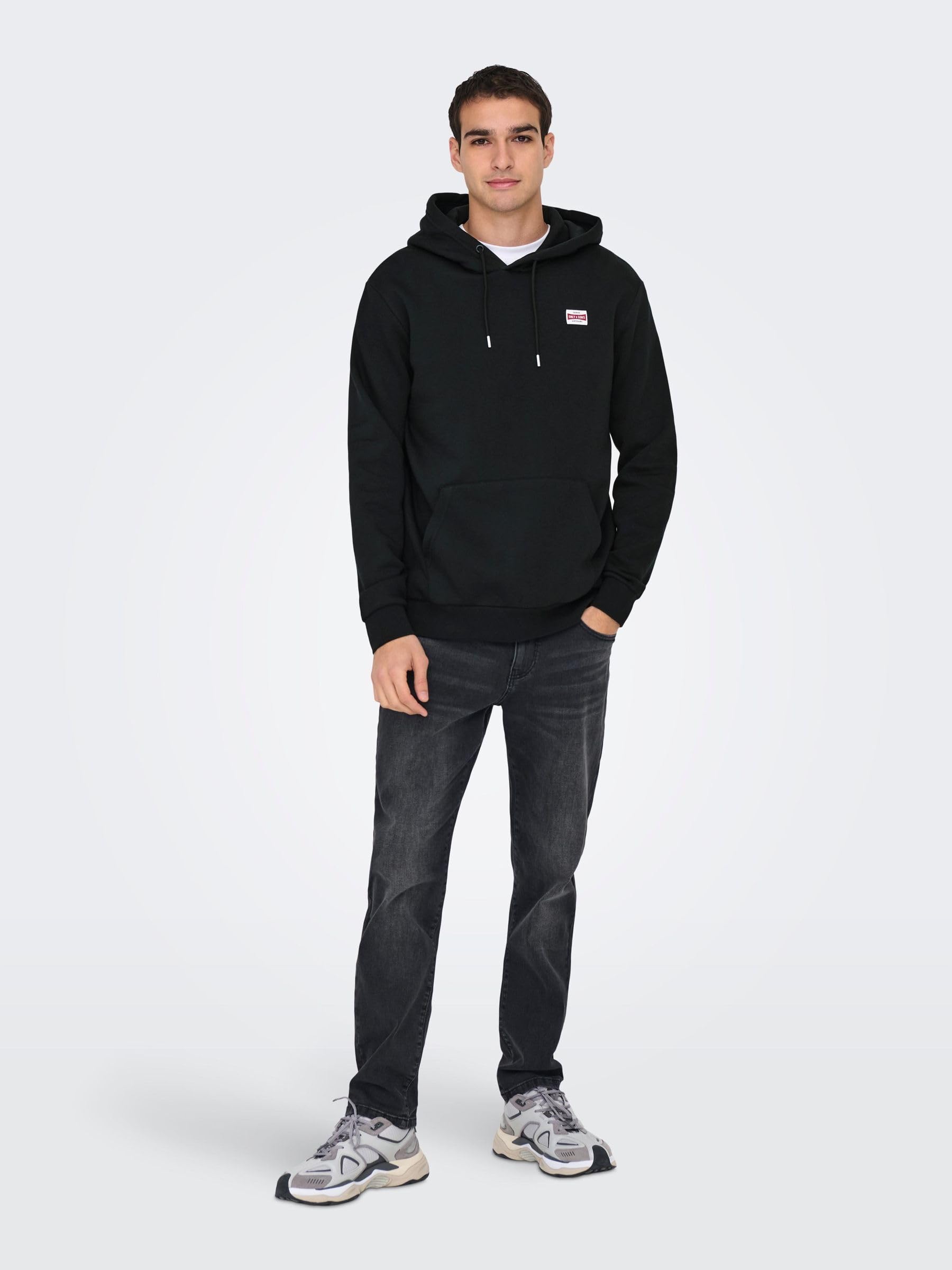 Only & Sons Onsdawson Felpa uomo Jet Black cappuccio