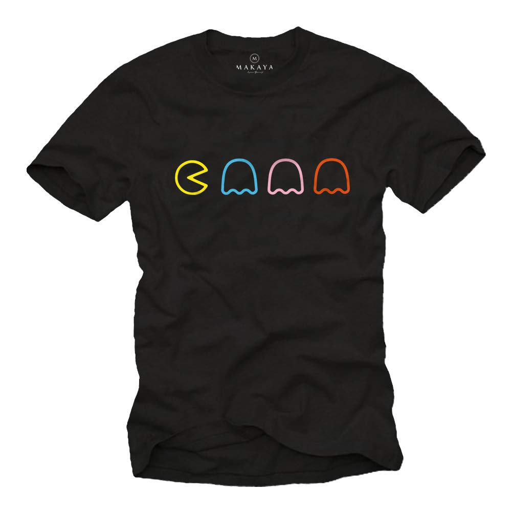 Makaya T-Shirt Uomo maglietta gaming gamer nera cotone