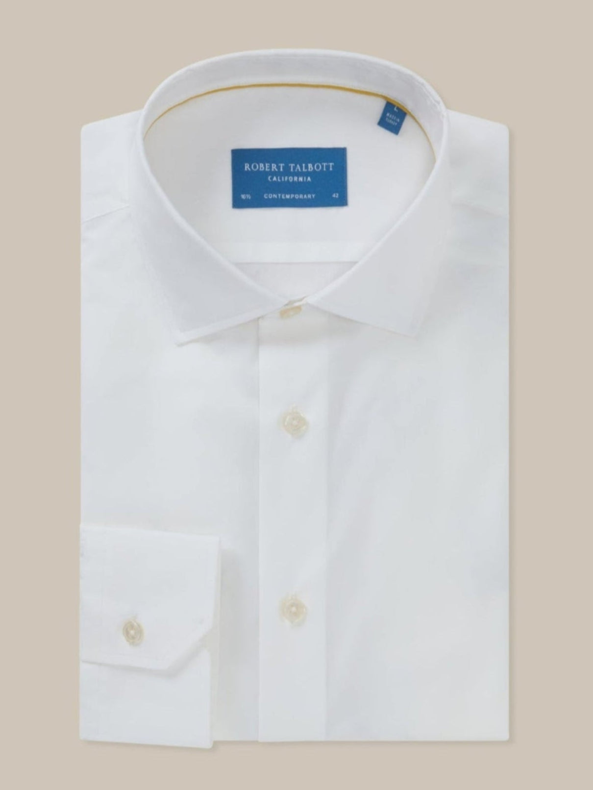 Robert Talbott Reynolds Poplin Camicia Bianca Cotone Italiano