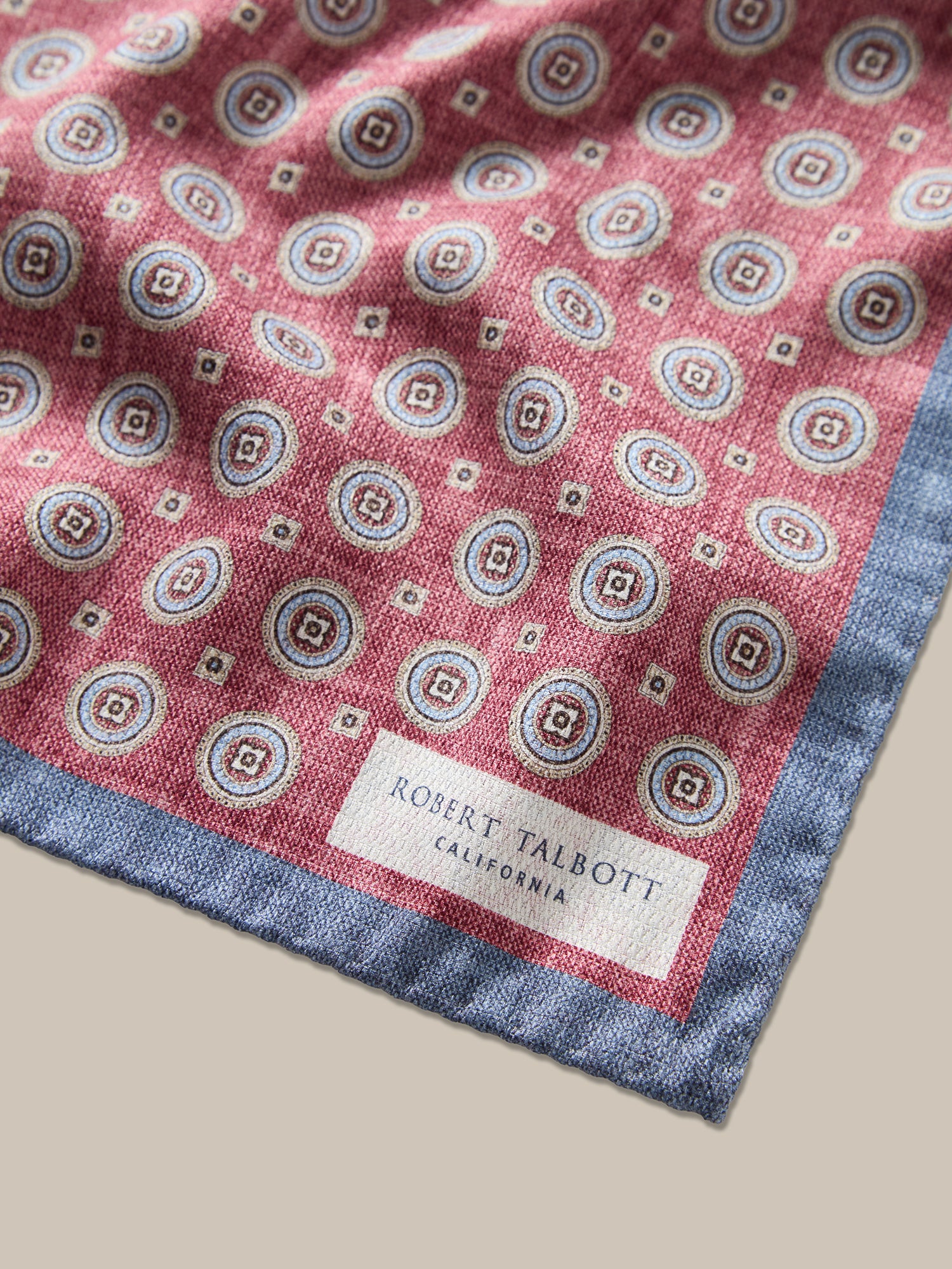 Robert Talbott Colton pochette seta rossa reversibile paisley