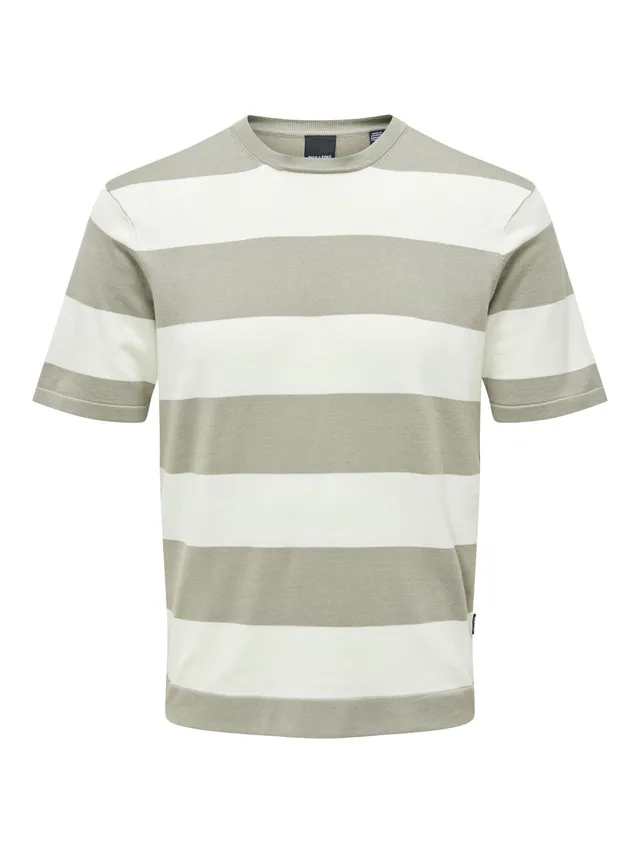 ONLY & SONS T-shirt Uomo a Righe Beacon Blue