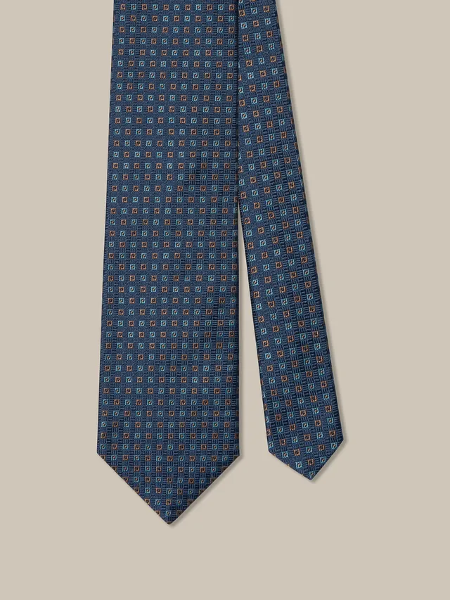 Robert Talbott Robert Square Neat cravatta seta navy REG