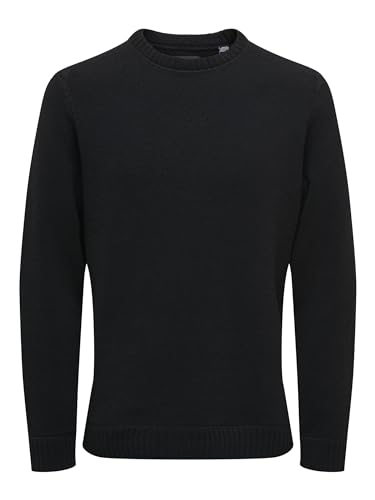 ONLY & SONS Maglione Girocollo Uomo Nero XL Morbido