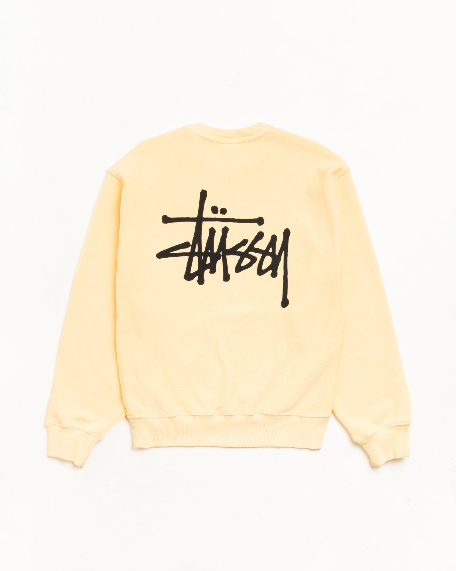 Stussy Basic Crew felpa girocollo oro garment dyed cotone