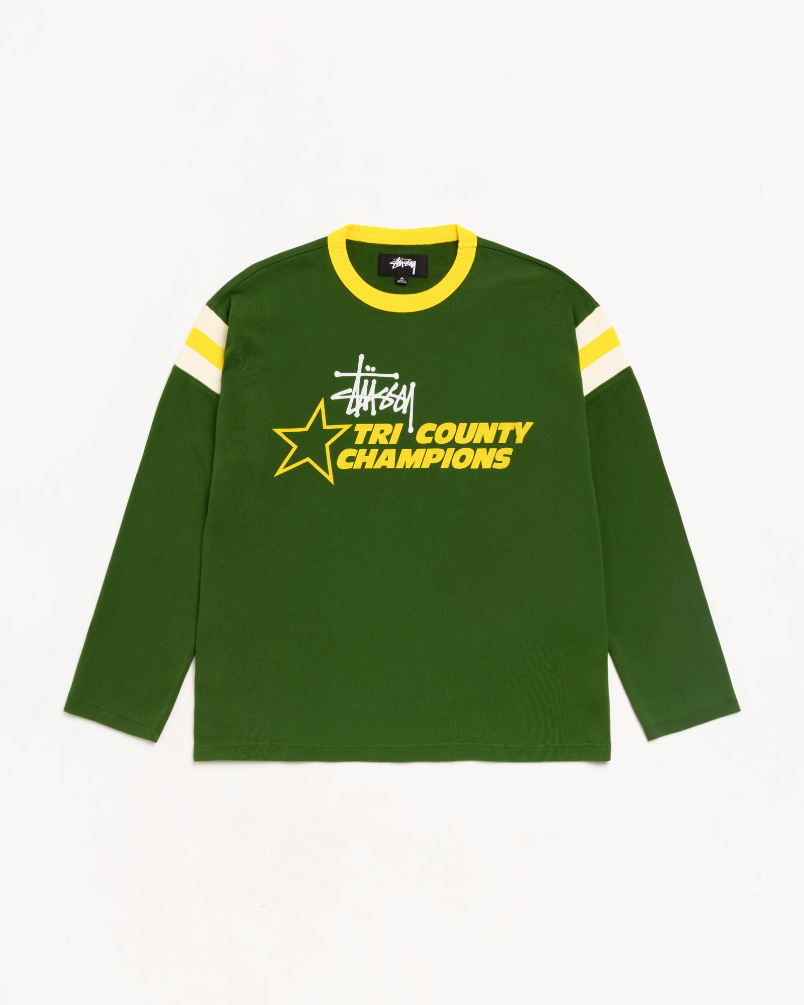 Stussy LS Ringer Tee maglietta verde manica lunga