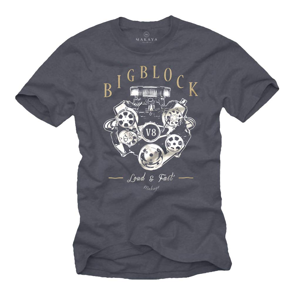MAKAYA Big Block V8 Charger T-Shirt Uomo Cotone