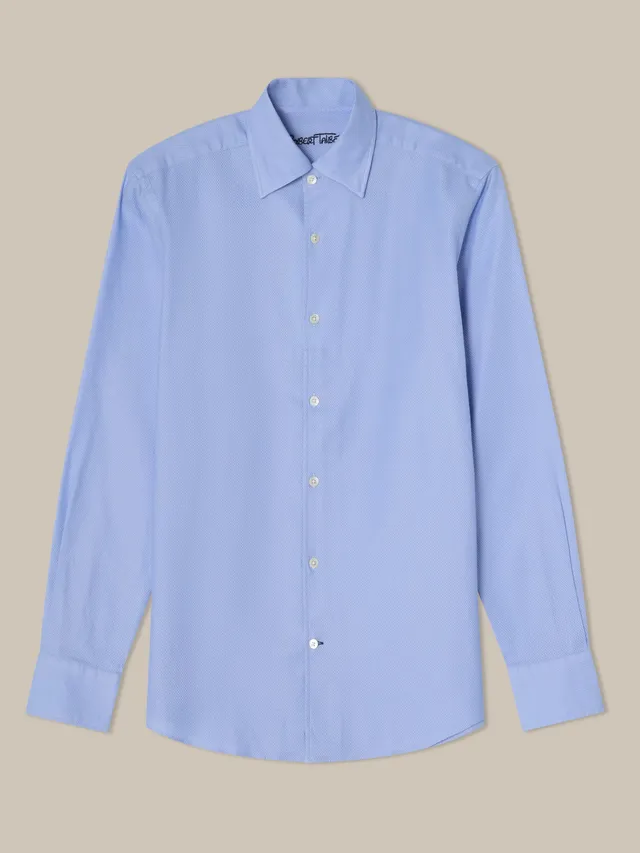 Robert Talbott Casual Shirts Morgan Giro Inglese camicia blu cotone