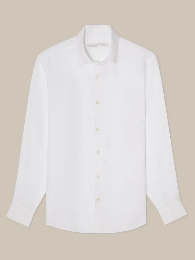 Robert Talbott Morgan Camicia lino White lino francese