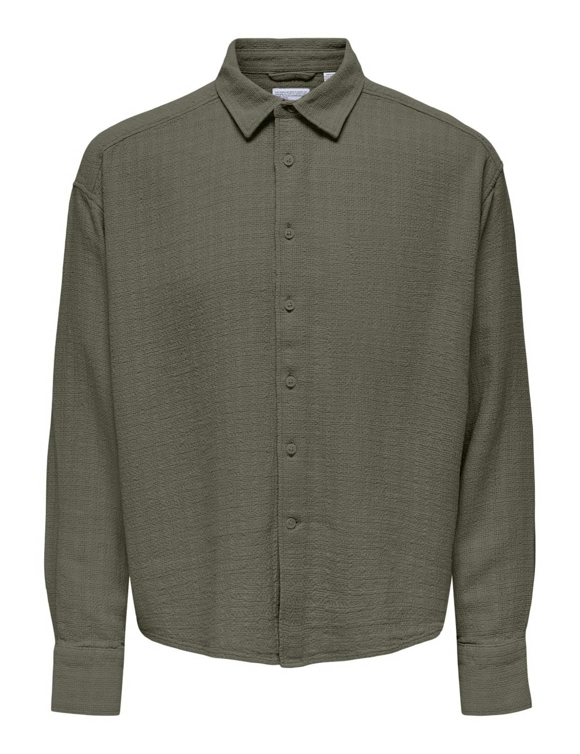 Only & Sons Onslatham Camicia Lino Uomo Manica Lunga Navy