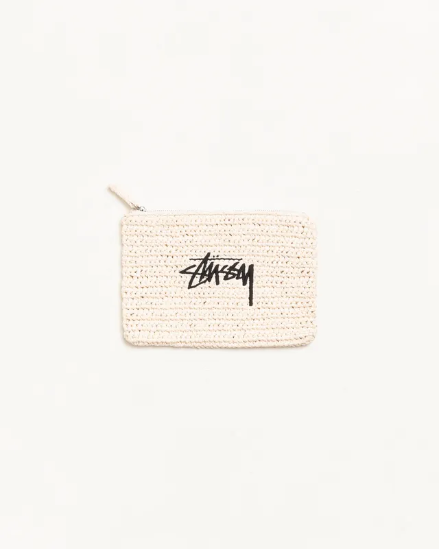 Stussy Woven Zip Pouch pochette avorio 24 cm