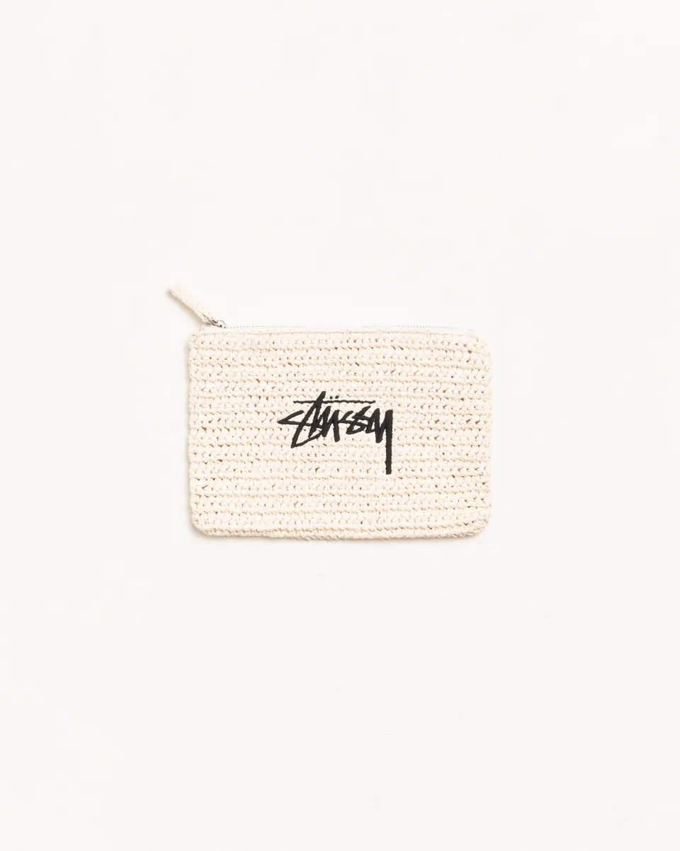 Stussy Woven Zip Pouch pochette avorio 24 cm