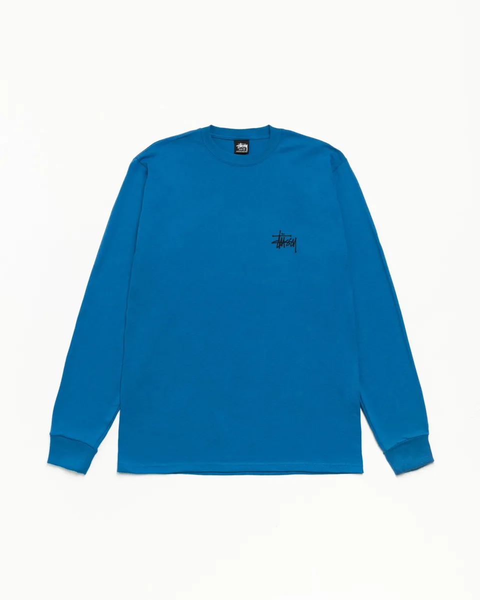 Stussy Basic LS Tee Maglietta Manica Lunga Blue Cotone