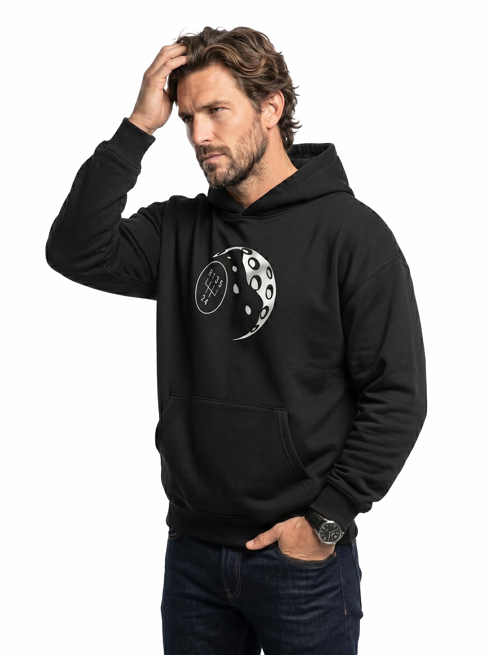 MAKAYA Felpa con Cappuccio Uomo Vintage Racing hoodie 4XL