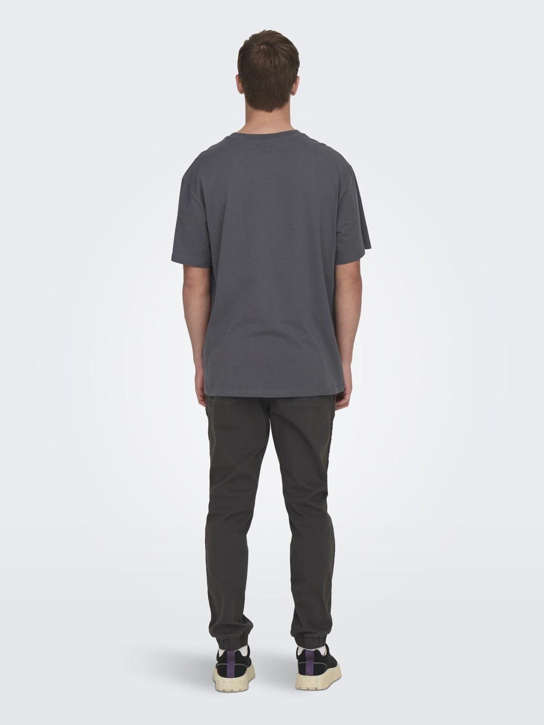 Only & Sons T-Shirt Uomo S Gessato Grigio Cotone