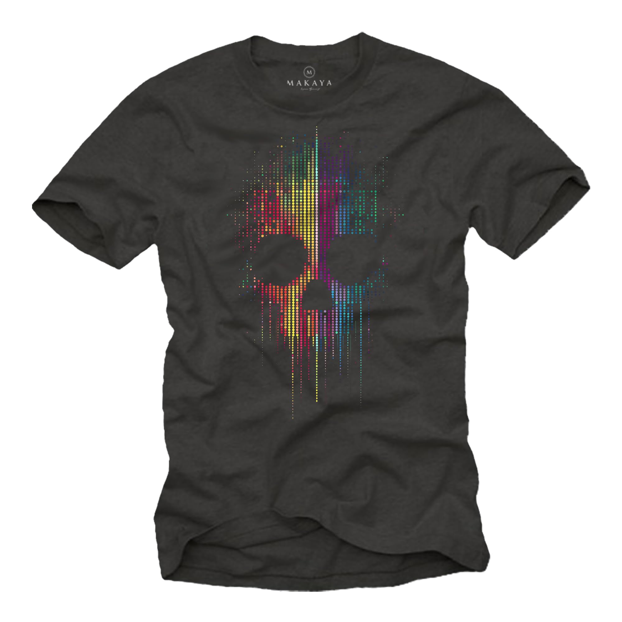MAKAYA T-Shirt Uomo Teschio Colorato maglietta XL