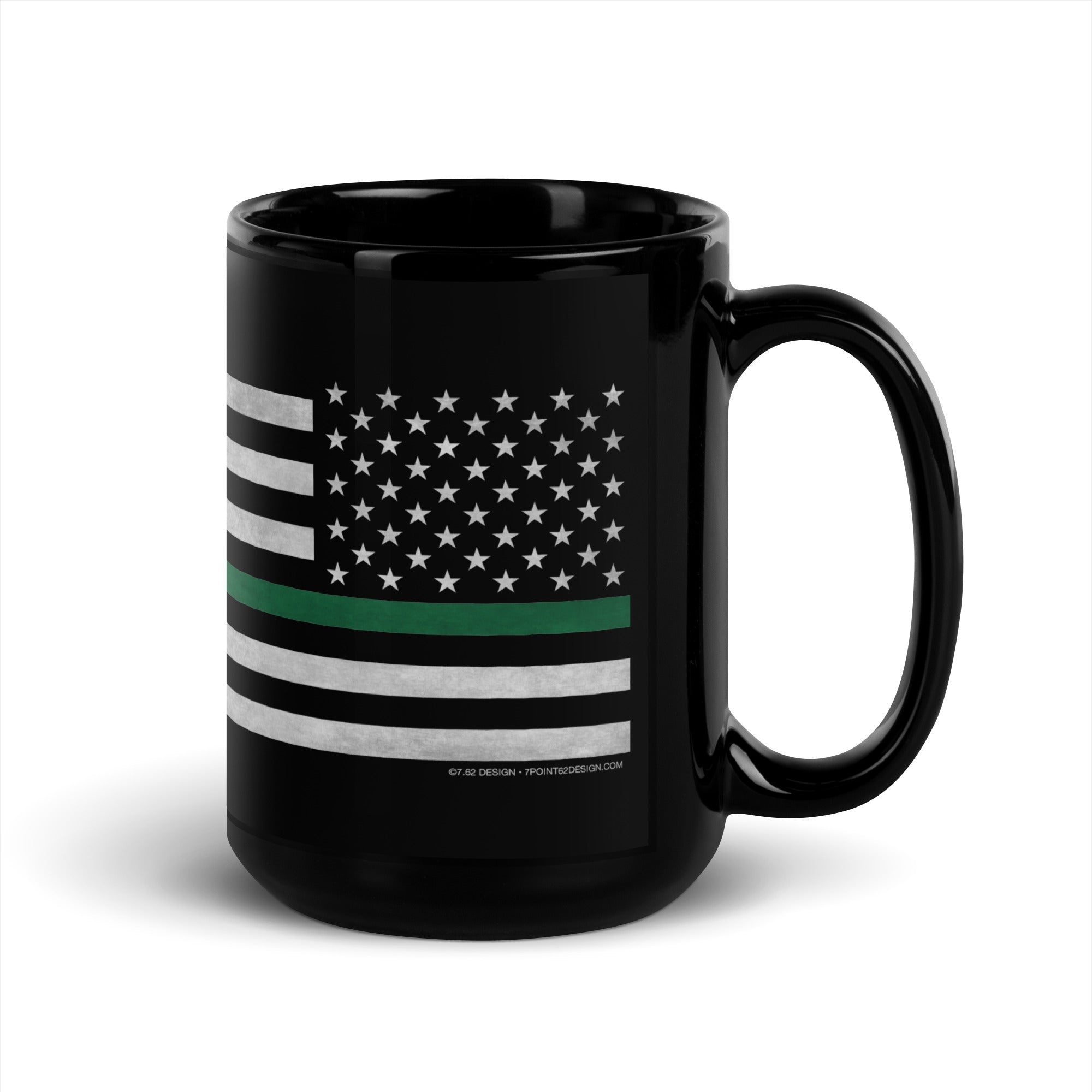 7.62 Design Green Line Flag Tazza Ceramica Nera 15oz Militare
