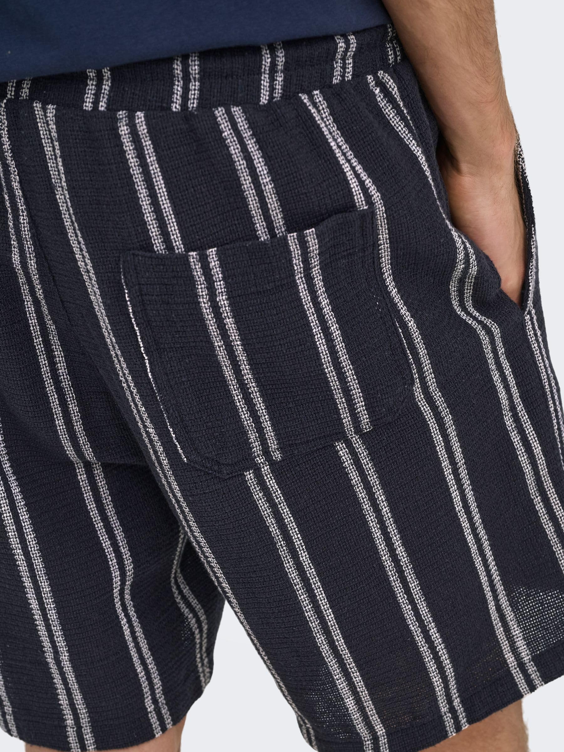ONLY & SONS Onstrev Life Reg Struc Stripe Shorts Uomo a Righe