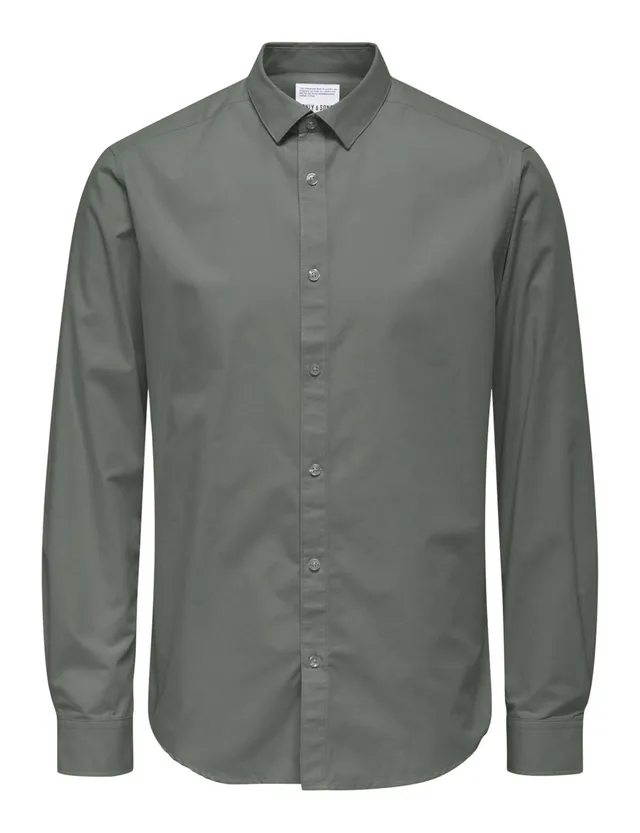 ONLY & SONS SANE Poplin Camicia uomo XL nero slim
