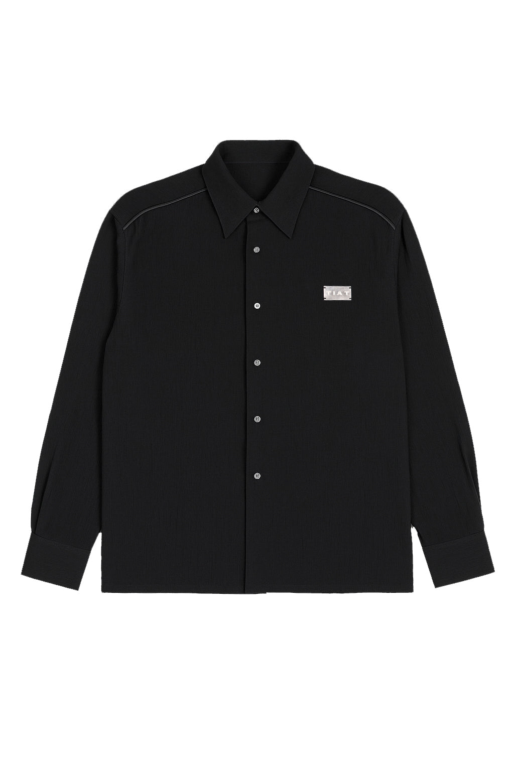 Tiat Occulta bellezza Metal Tag camicia nera viscosa