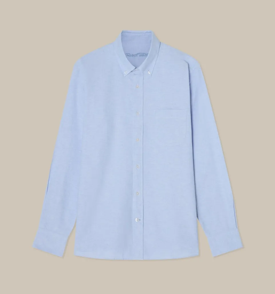 Robert Talbott Harrison camicia oxford uomo azzurro cotone