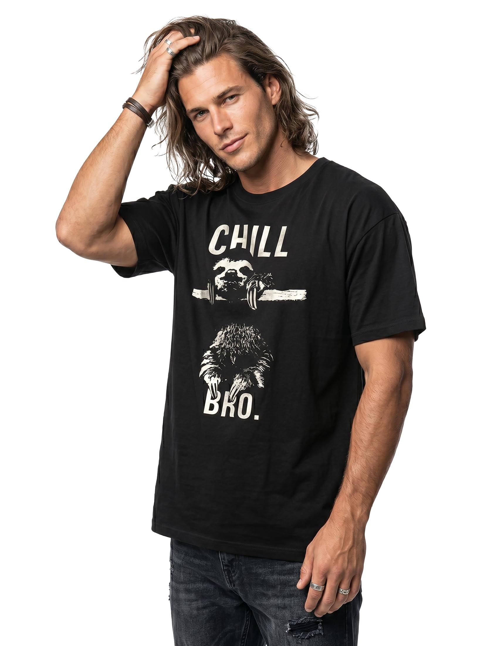 MAKAYA Chill Bro maglietta uomo bradipo cotone