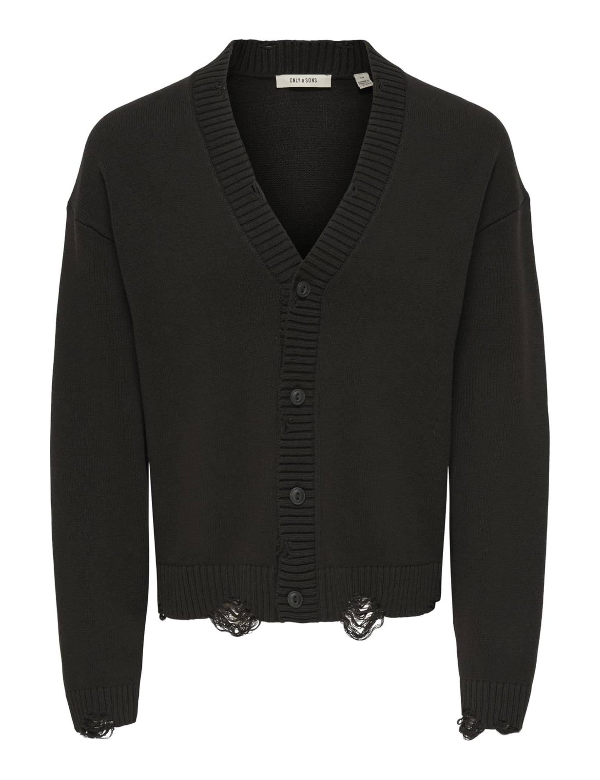 Only & Sons Onstune Cardigan Uomo Nero Crop con Bottoni