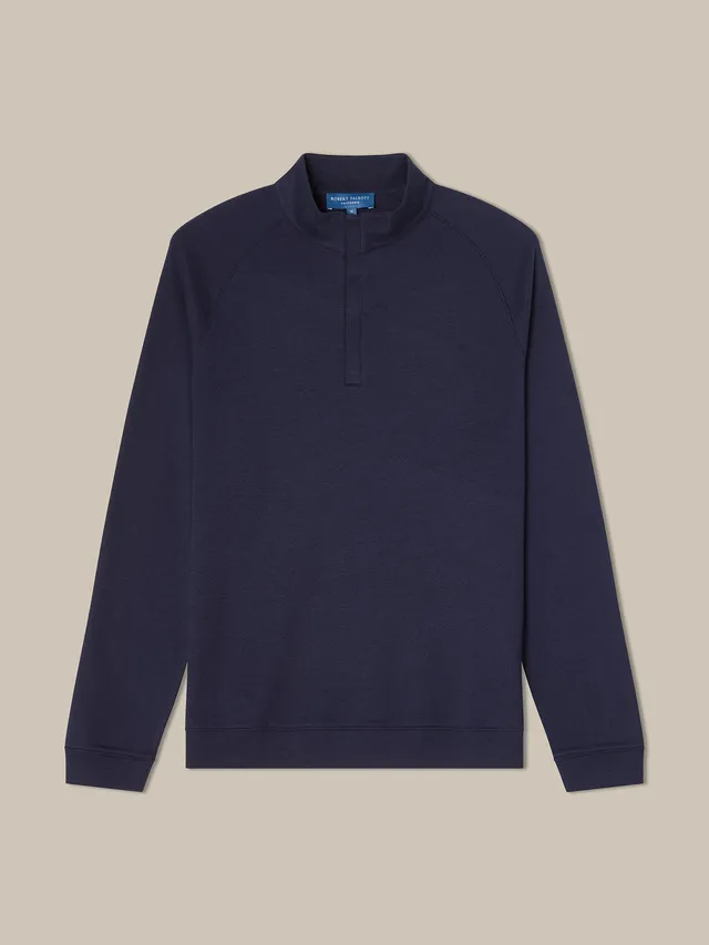 Robert Talbott Wesley maglione quarter zip cotone blu navy