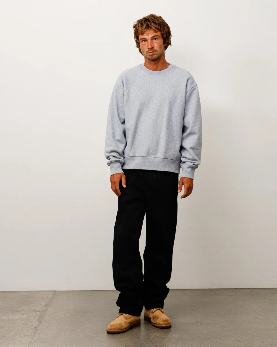 Stussy Fleece Crew felpa grigia cotone 530 gsm
