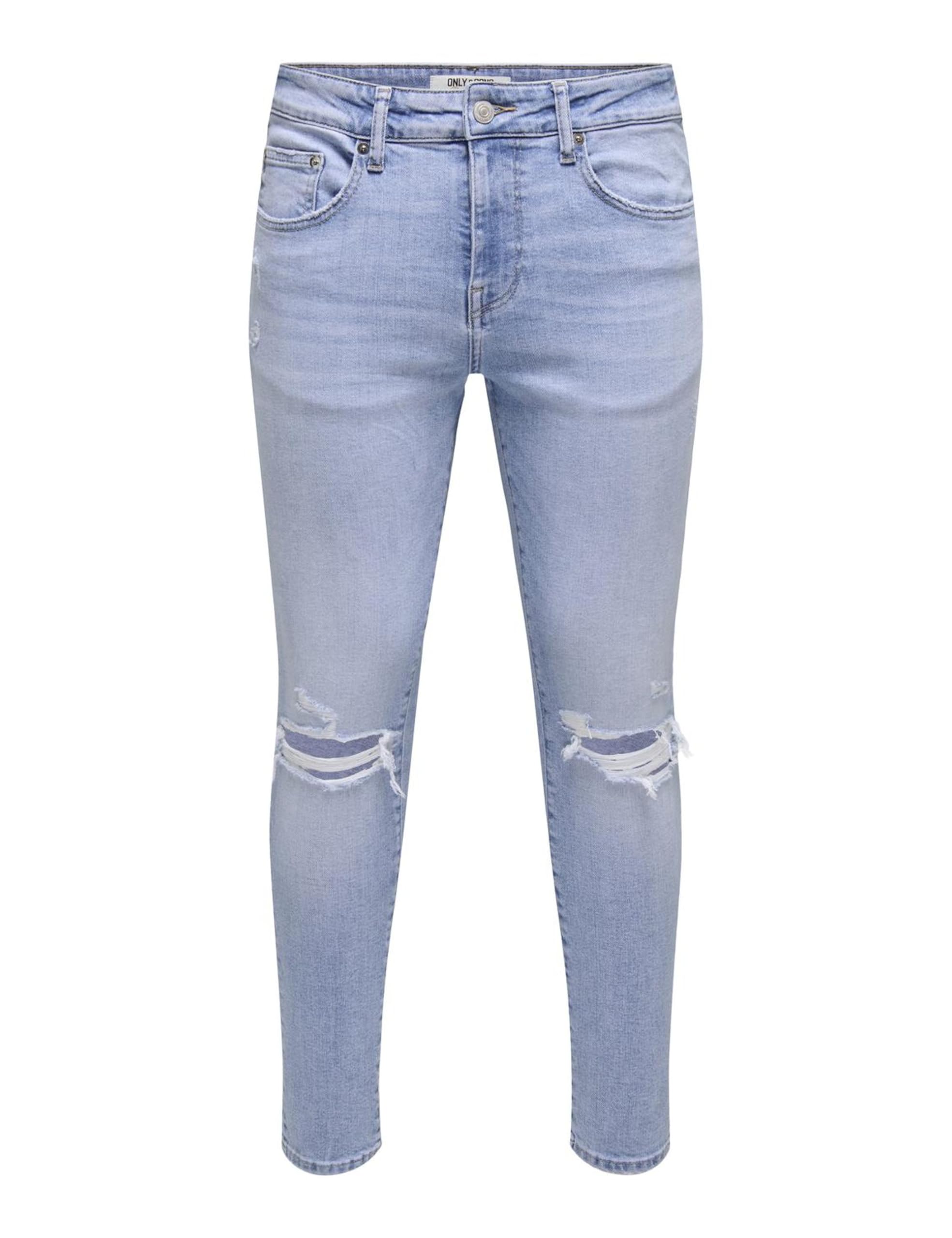 Only & Sons Onswarp Skinny Destroy Jeans Blu Jeans Scuro