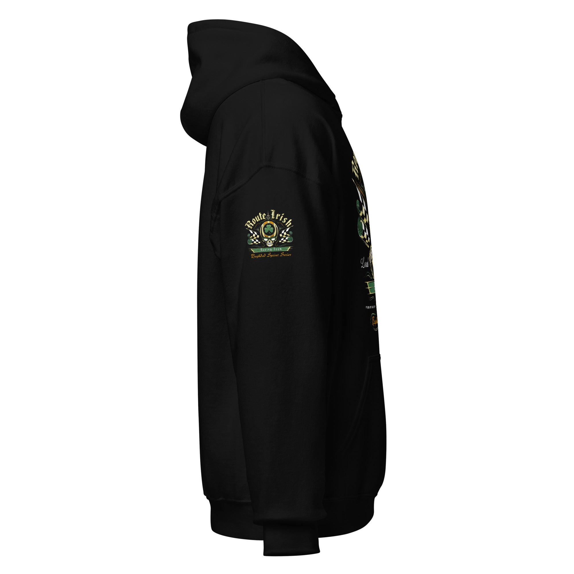 7.62 Design OIF Route Irish Felpa cappuccio unisex nera cotone