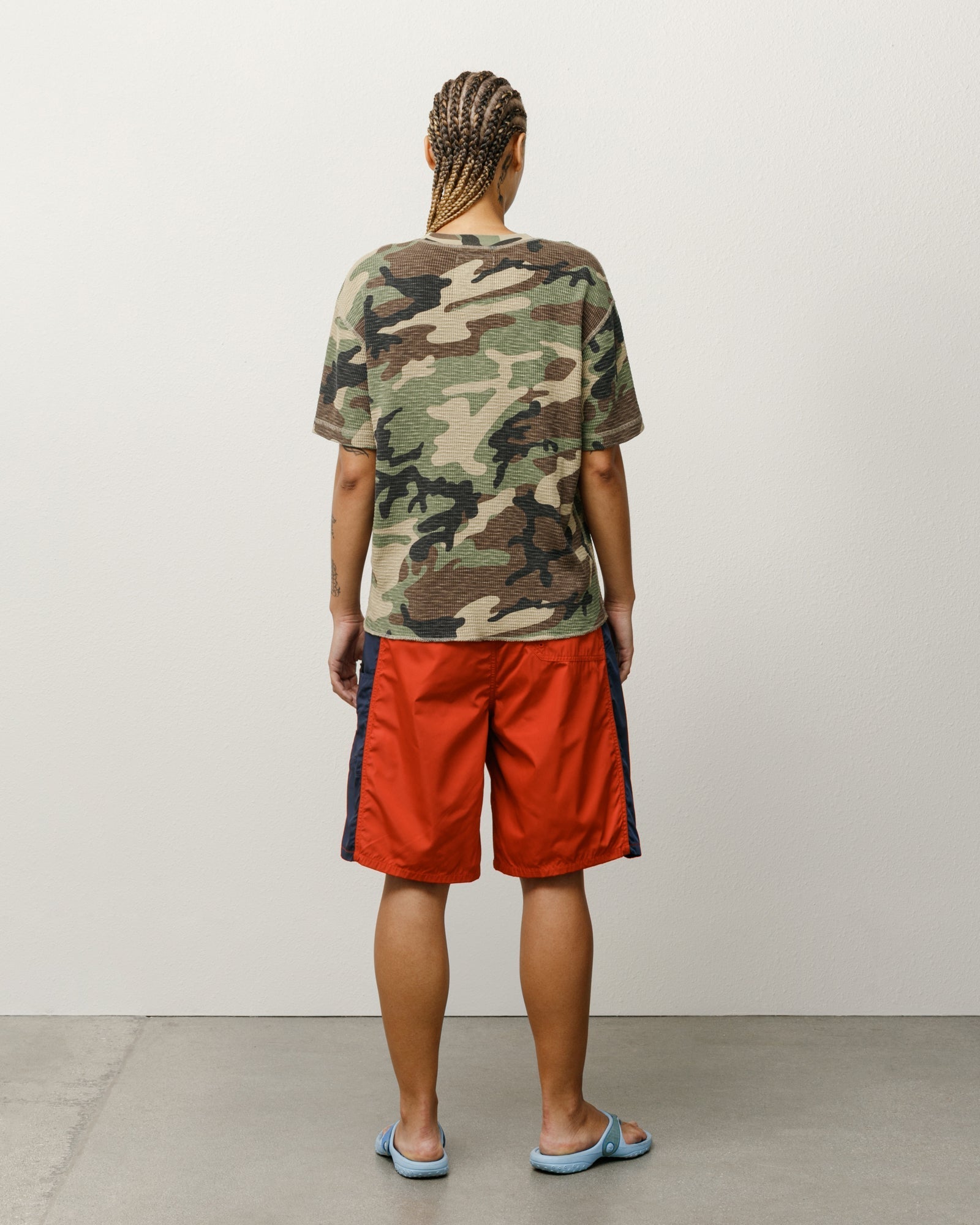 Stussy Pigment Dyed SS Thermal maglia Camo waffle cotone
