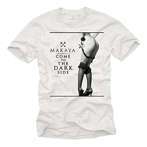 Makaya T-Shirt Uomo Sexy Pin Up Maglietta Bianco 100% Cotone L