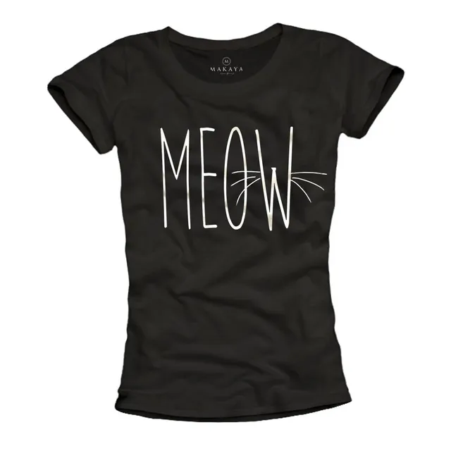 MAKAYA Meow maglietta donna in cotone taglia S