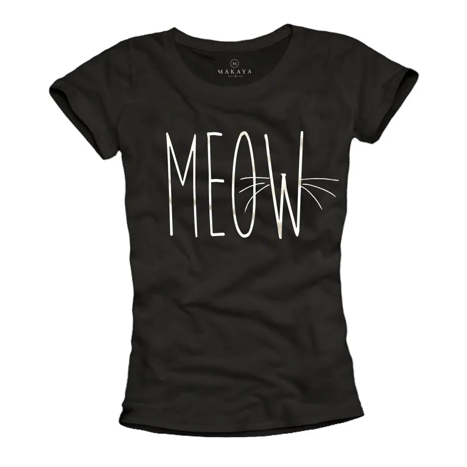 MAKAYA Meow maglietta donna in cotone taglia S