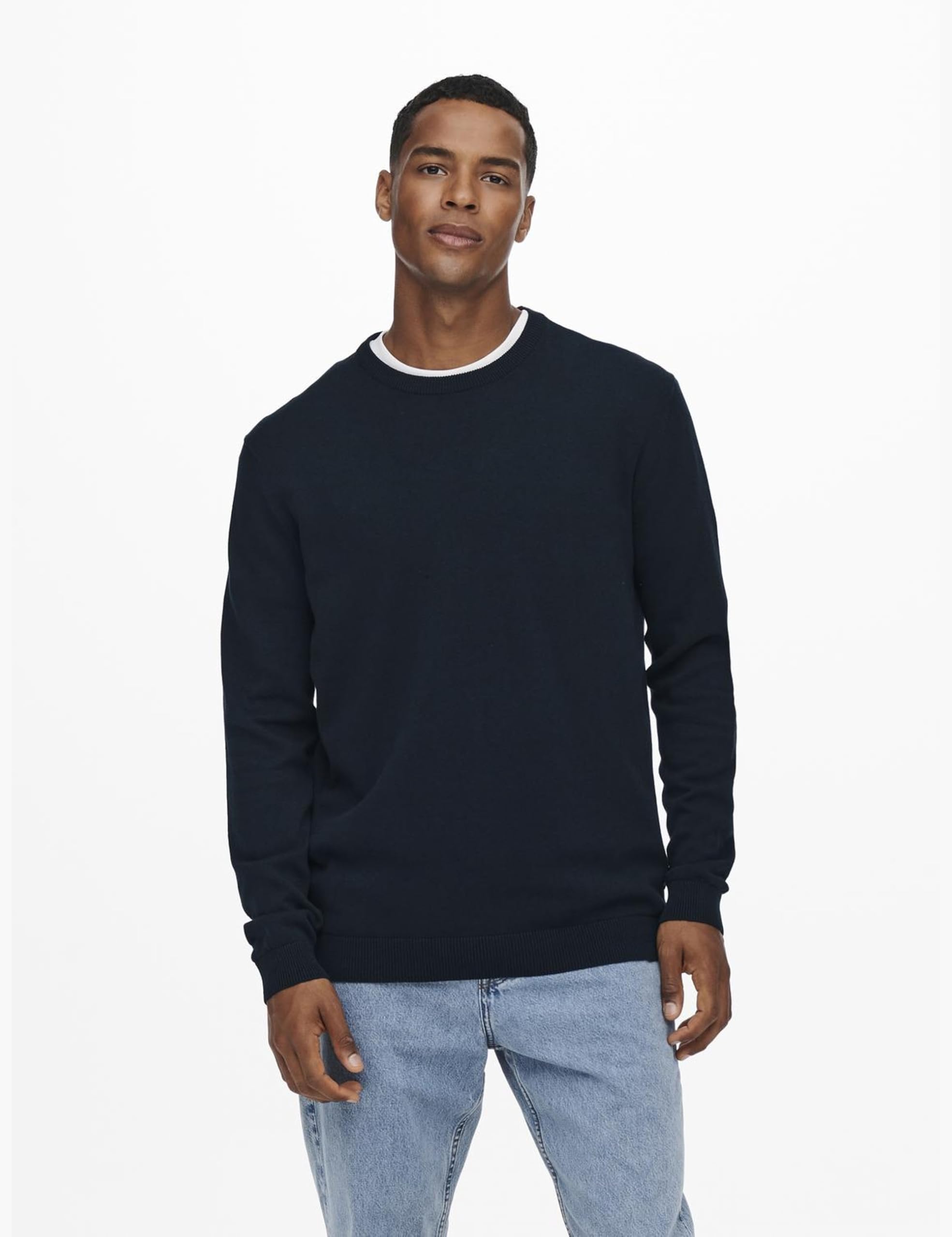 Only & Sons Maglieria Maglione Uomo Navy Scuro Lavorato a Maglia
