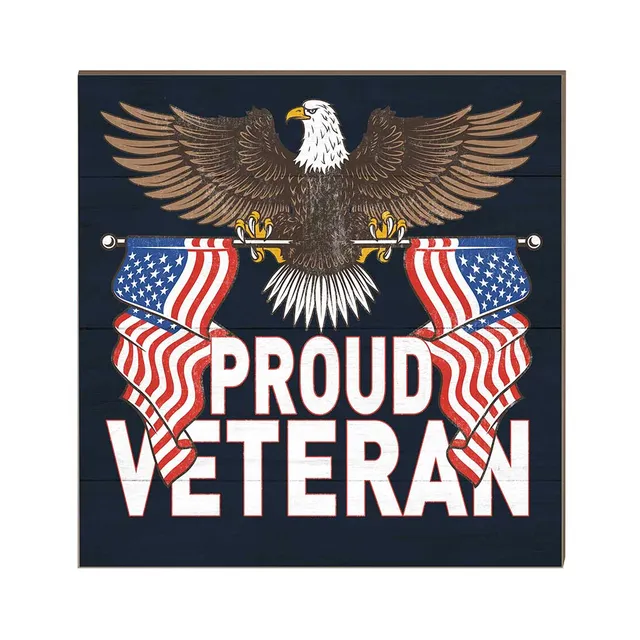 7.62 Design Proud Veteran Targa Legno 25x25 cm Blu Navy