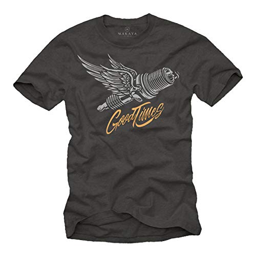 Makaya Meccanico T-Shirt Uomo Cotone Stampa Candela