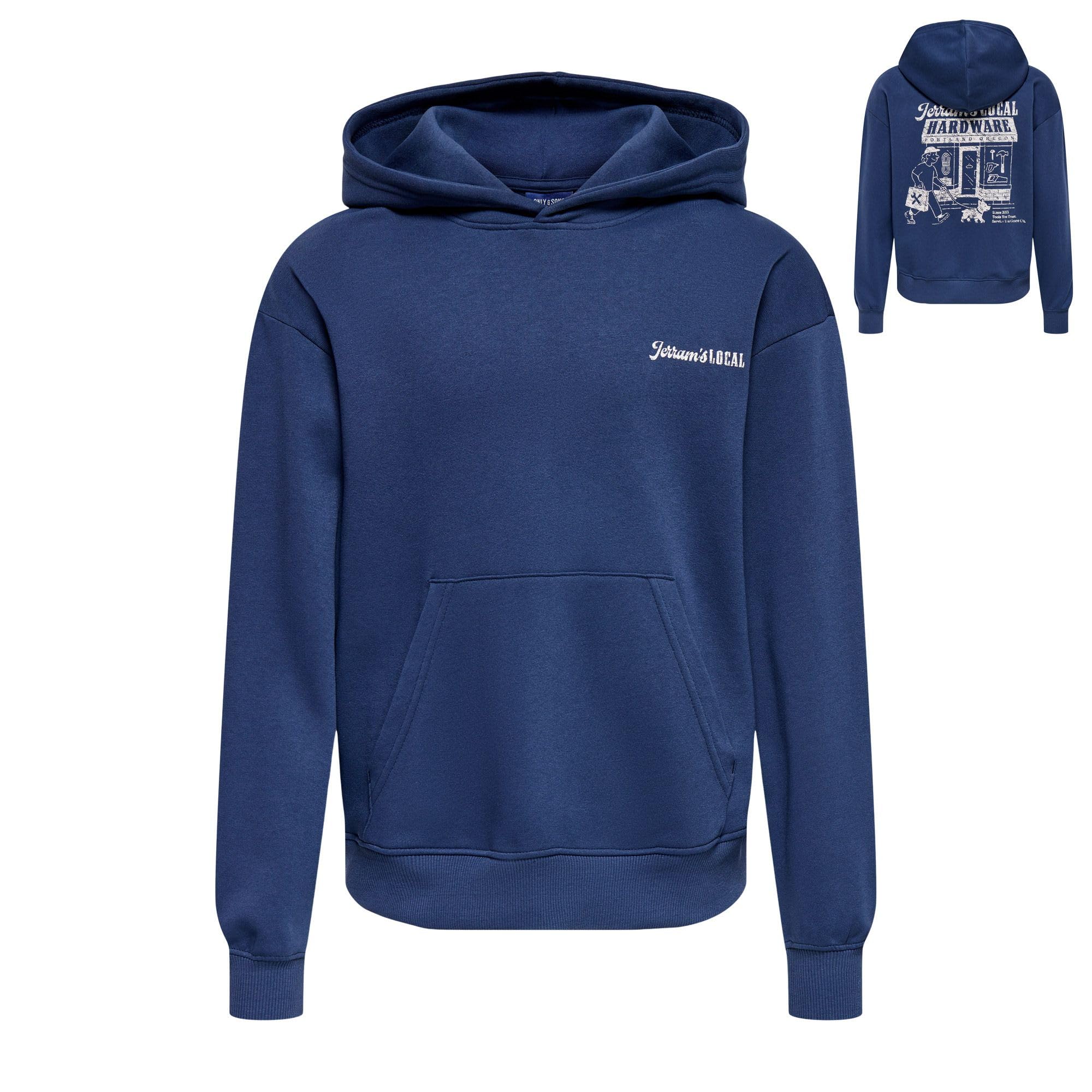 Only & Sons Cole Hardware RLX felpa con cappuccio blu scuro