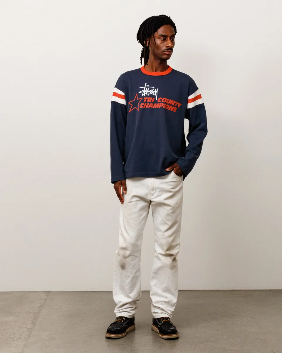 Stussy LS Ringer Tee Maglietta Ink Maniche Lunghe Cotone