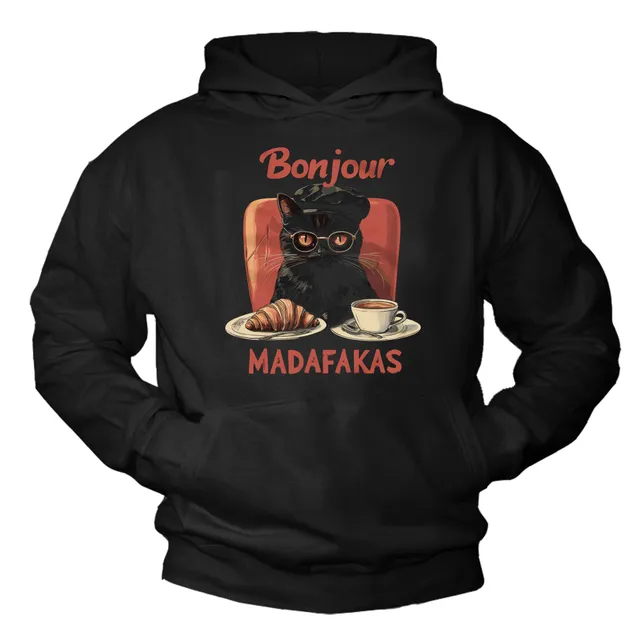 MAKAYA Gatto Bonjour Felpa Uomo Cotone Taglia XL