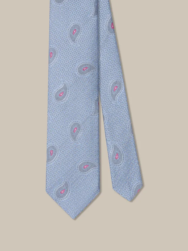 Robert Talbott Pine Geo cravatta seta azzurra REG